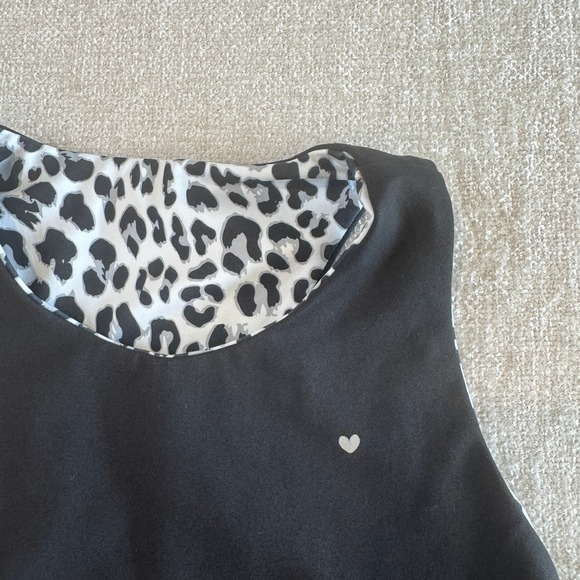 Love Fitness Aloha Reversible Leopard Print High Neck Racerback Crop Tank Black - Picture 7 of 7
